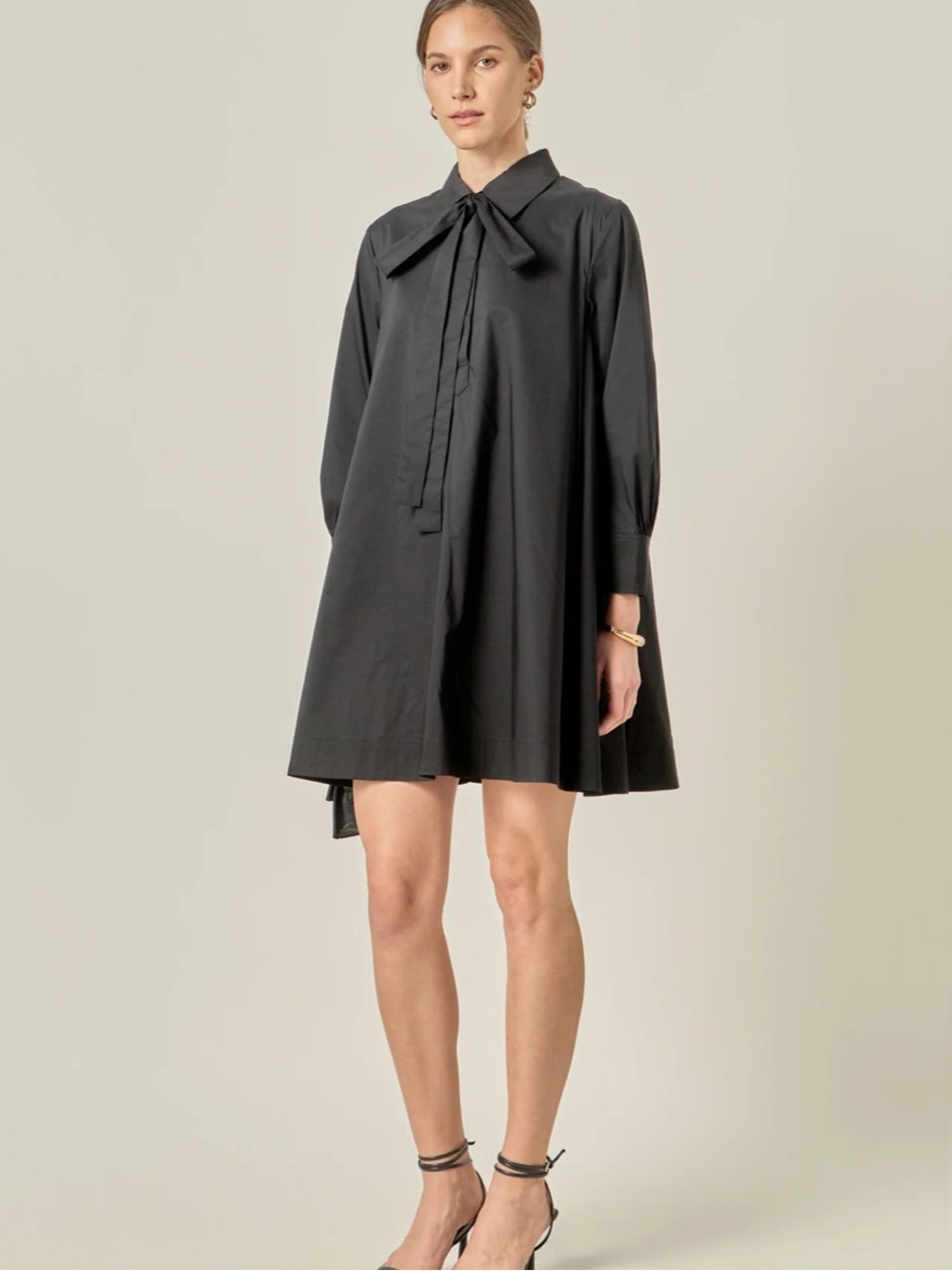 New! English Factory Black Bow-Tie Shirt Dress size M